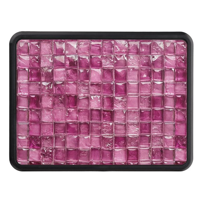 Pink mosaic pattern trailer hitch cover (Front)