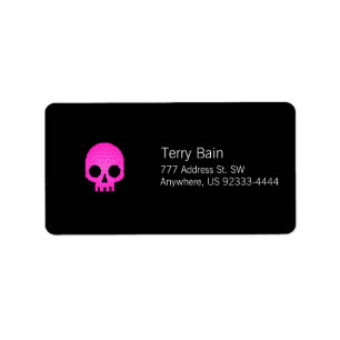 Pink Mosaic Skull Label