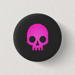 Pink Mosaic Skull T-Shirt 1 Inch Round Button