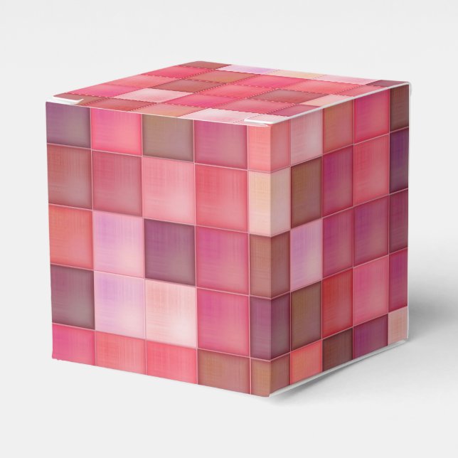 Pink Mosaic Squares Pattern Favor Box (Front Side)