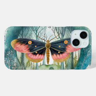 Pink Moth Forest Night iPhone 15 Case