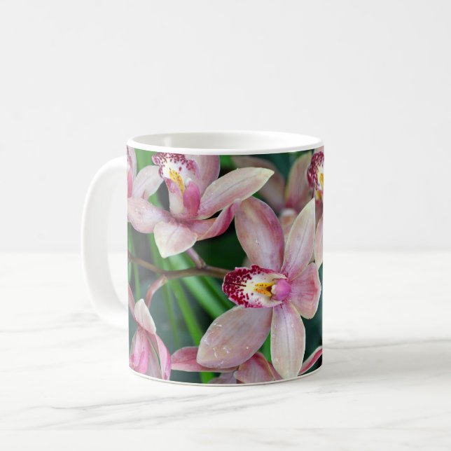 Pink moth orchids coffee mug (Front Left)