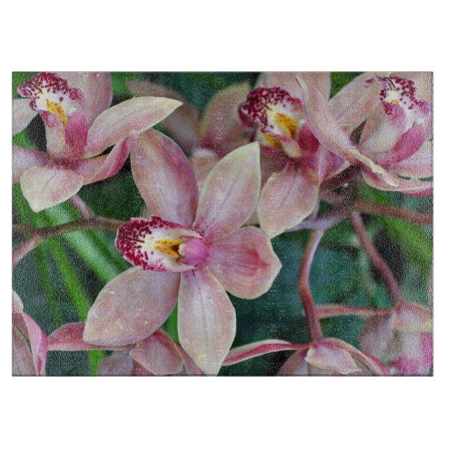 Pink moth orchids cutting board (Front)