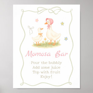 Pink Mother Goose Baby Shower Momosa Bar Poster