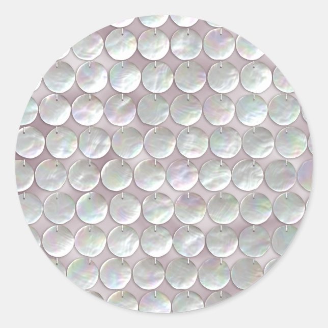 Pink Mother Of Pearl Sequins Classic Round Sticker (Front)