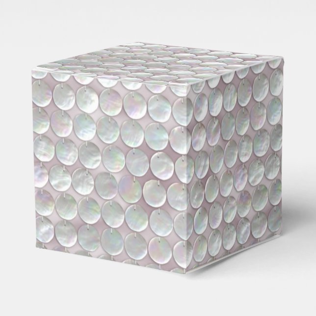 Pink Mother Of Pearl Sequins Favor Box (Front Side)