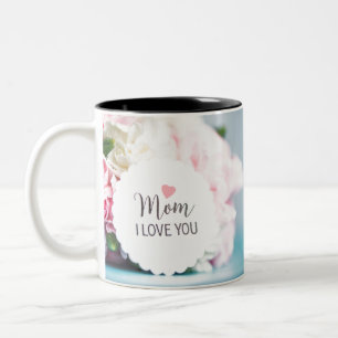 Pink Motherhood Flower Happy Mothers Day Flowers Two-Tone Coffee Mug