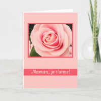 pink mother's day rose greeting card french