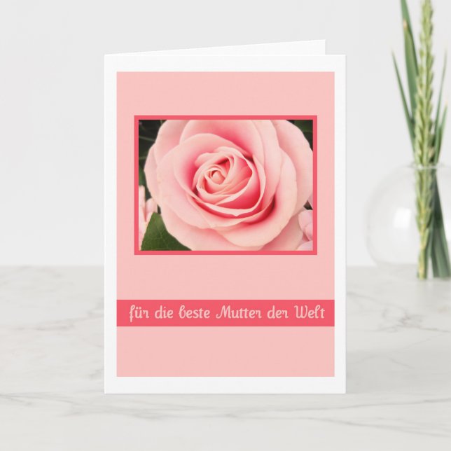 pink mother's day rose greeting card german (Front)