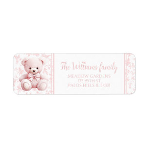 PInk motif floral teddy ourson adresse de retour