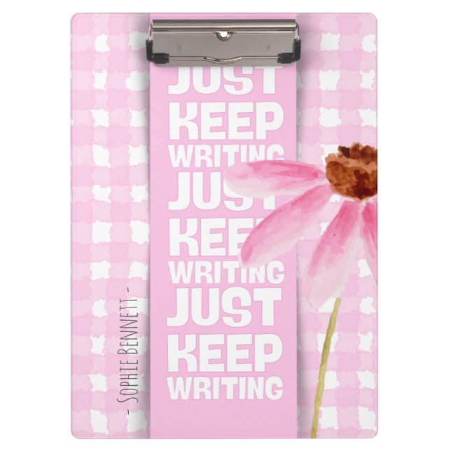 Pink Motivational Gingham Clipboard (Front)