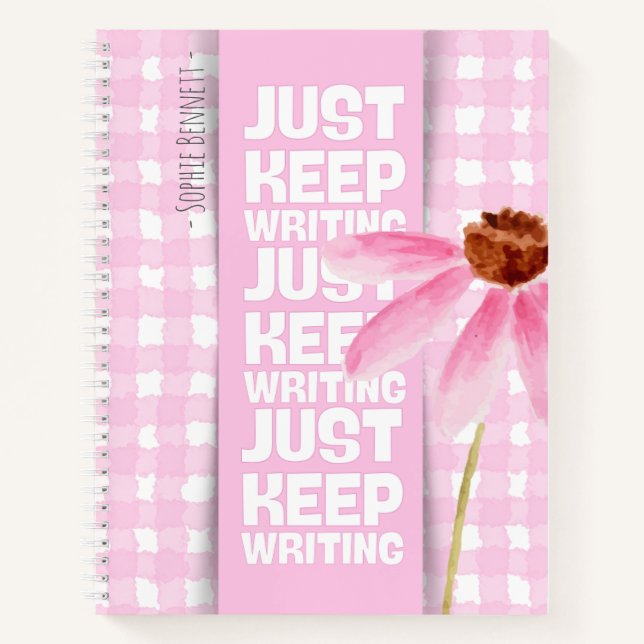 Pink Motivational Gingham Notebook (Front)