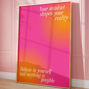 Pink Motivational Quote Poster   Mindset Wall art
