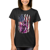 Pink Motocross Girl American Patriotic Flag 
