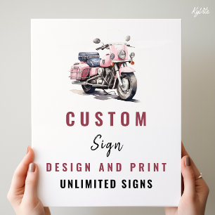 Pink Motorbike Birthday Custom Sign