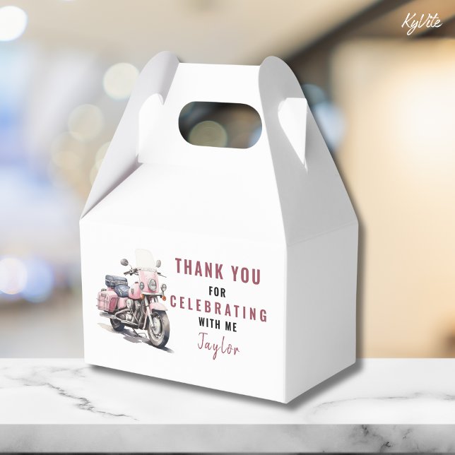 Pink Motorbike Birthday Gable Box/Favour Box (Creator Uploaded)