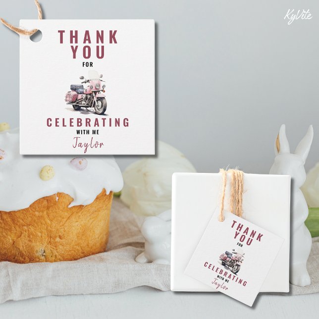 Pink Motorbike Squared Favour Tag (Creator Uploaded)