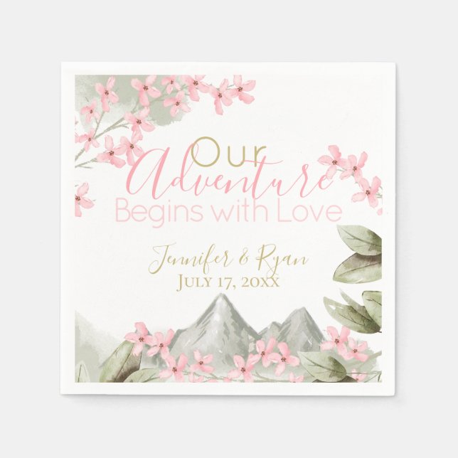 Pink Mountain Blossoms Adventure Napkin (Front)