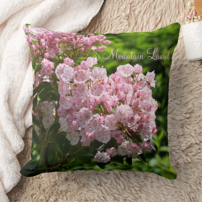 Pink Mountain Laurel Flowers Throw Pillow (Blanket)