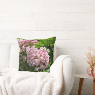 Pink Mountain Laurel Reversible White Flowers Throw Pillow