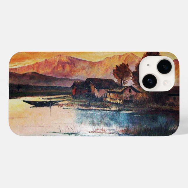 PINK MOUNTAINS LAKE ALPINE SUNSET LANDSCAPE Case-Mate iPhone CASE (Back (Horizontal))