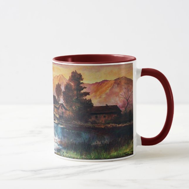 PINK MOUNTAINS LAKE ALPINE SUNSET LANDSCAPE MUG (Right)
