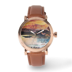 PINK MOUNTAINS LAKE ALPINE SUNSET LANDSCAPE WATCH