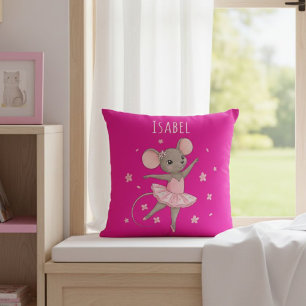 Pink Mouse Ballerina Custom Cushion for Girls