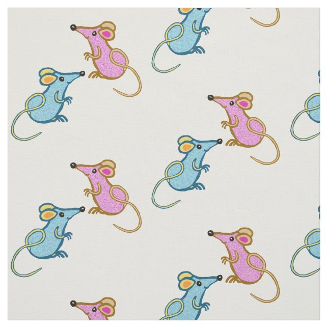 Pink mouse, blue mouse fabric (Swatch)