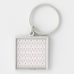 Pink Mouse Seamless Pattern Design - Cute Decor Keychain