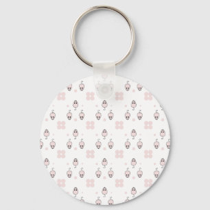 Pink Mouse Seamless Pattern Design - Cute Decor Keychain