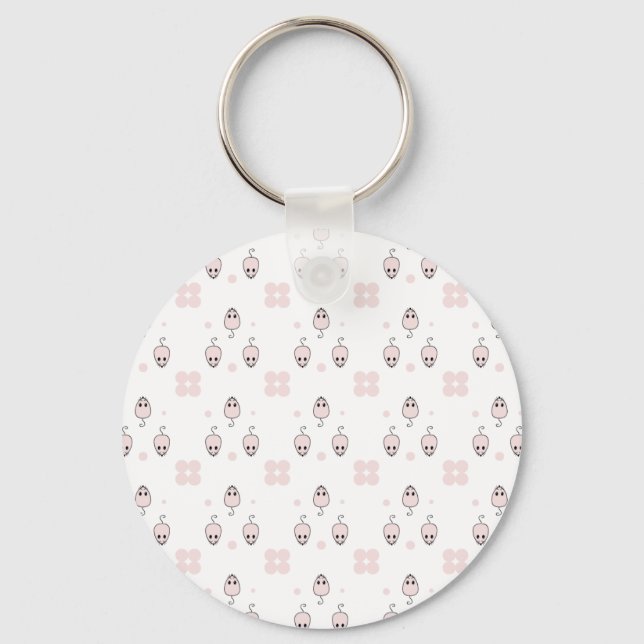 Pink Mouse Seamless Pattern Design - Cute Decor Keychain (Front)