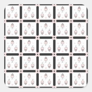 Pink Mouse Seamless Pattern Design - Cute Decor Square Sticker