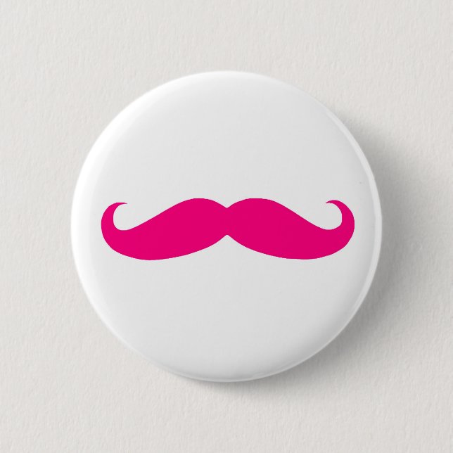 Pink Moustache 2 Inch Round Button (Front)