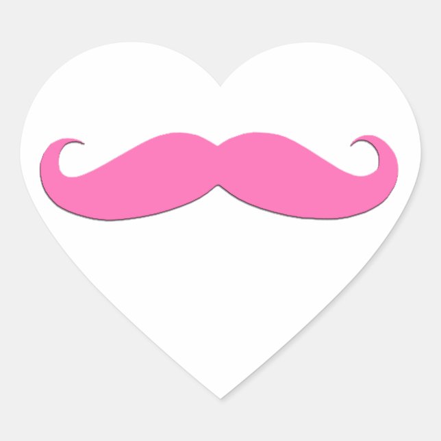 Pink Moustache Humour Create Your Own Heart Sticker (Front)