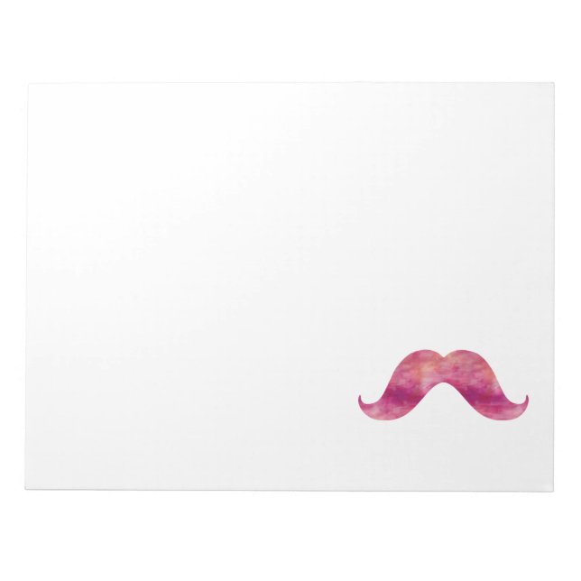 Pink Moustache Tie Dye Watercolor Moustaches Desig Notepad (Front)
