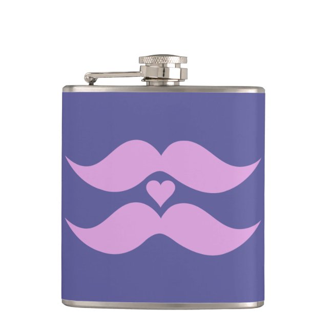 Pink Moustaches custom flask (Front)