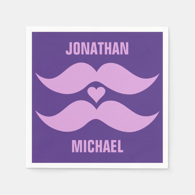 Pink Moustaches custom paper napkins (Front)