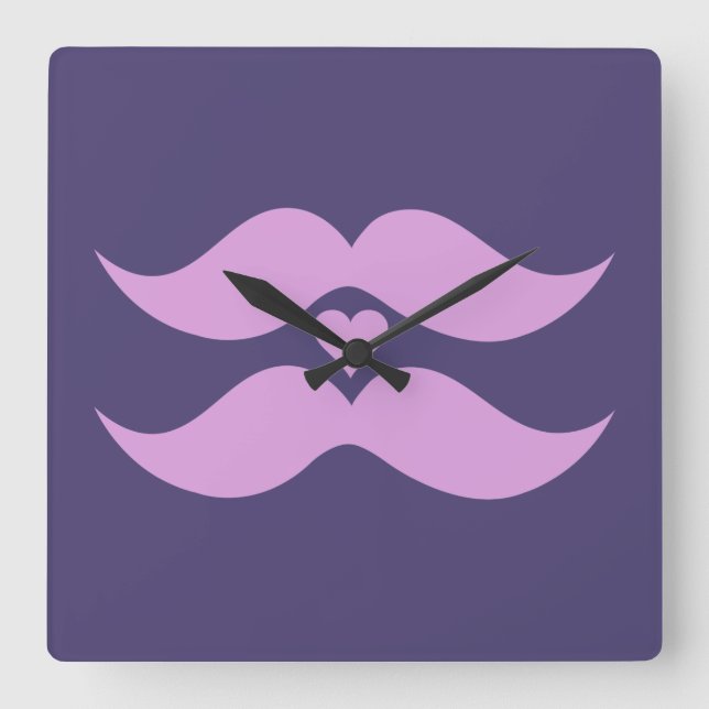 Pink Moustaches custom wall clock (Front)