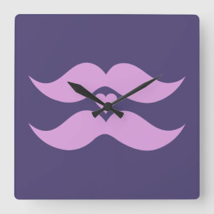 Pink Moustaches custom wall clock