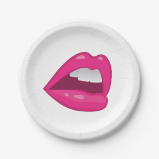 Pink mouth  paper plate