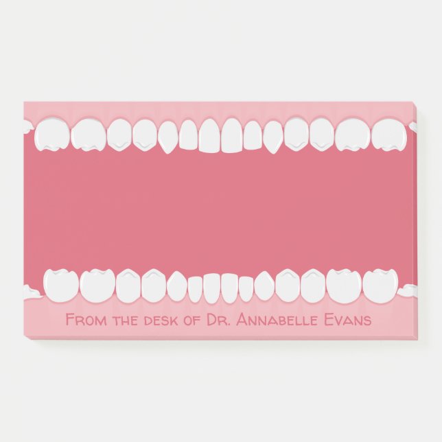 Pink Mouth with Teeth Personalize Post-it Notes (Front)