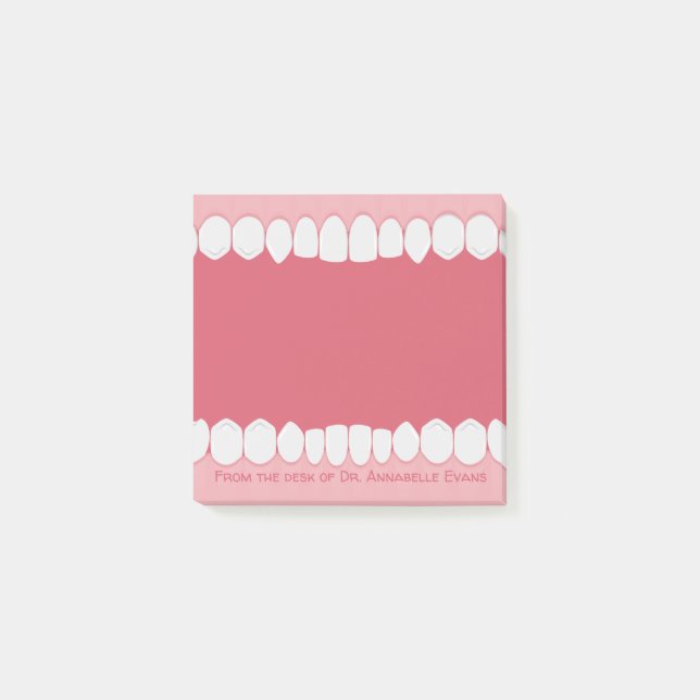 Pink Mouth with Teeth Personalize Post-it Notes (Front)