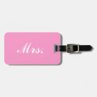 Pink Mr and Mrs luggage tag for her
