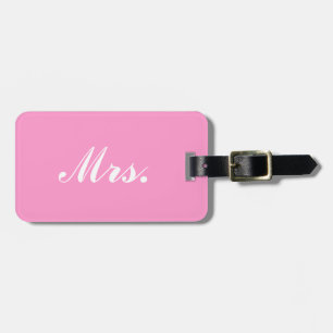 Pink Mr and Mrs luggage tag for her