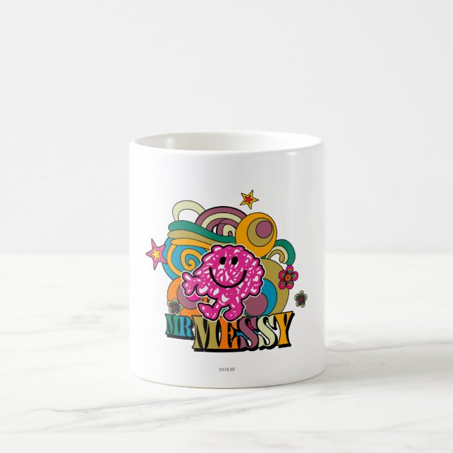 Pink Mr. Messy | Colourful Swirls & Stars Coffee Mug (Center)