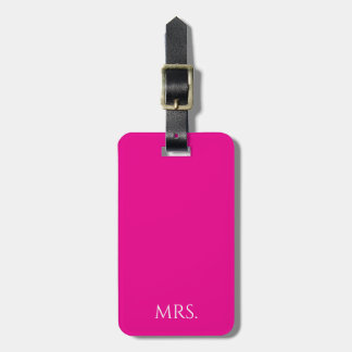 Pink “Mrs” Minimal Typography  Luggage Tag