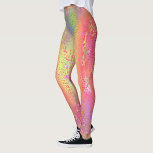 Pink Multi Colored Python Snake Print Women's Leggings