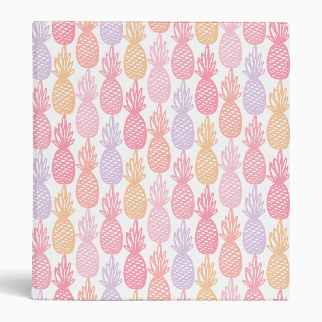 Pink Multicolor Tropical Pineapple Pattern Binder (Front)