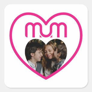 Pink MUM Love Photo frame Square Sticker